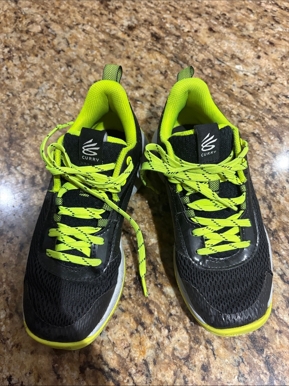 Under Armour Kids Sneakers in Neon Green and Black Curry Logo